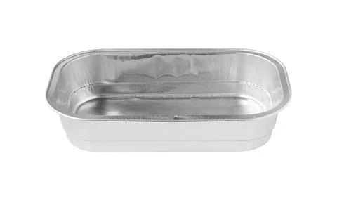 Rectangular Aluminum Foil Tray front view isolated on white background Stock Photos