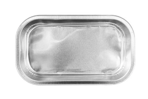 Rectangular Aluminum Foil Tray top view isolated on white background Stock Photos