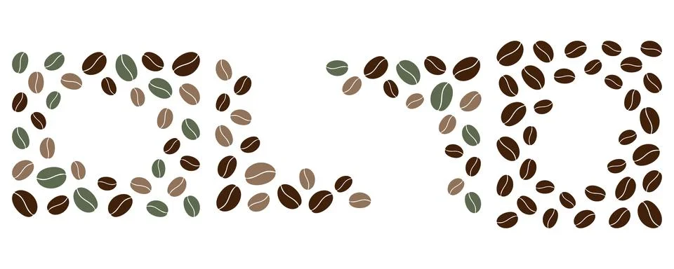 Rectangular and Corner Frame border Made of Coffee Beans Copy space Template Illustrazione stock