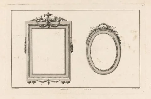 Rectangular and oval frame; B Cahier de Bordures et the Cadres, the Differ... Stock Photos