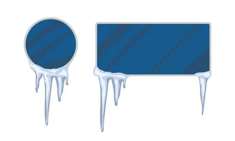 Rectangular and round frame with icicles hanging from it. Frozen frames. Winter Stock Illustration