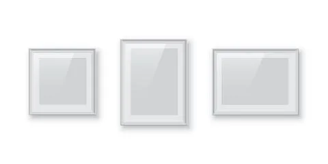 Rectangular and square white photo or picture frames isolated on white Illustrazione stock