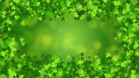 Rectangular animated frame with shamrocks on an abstract green looped background Stockbeeldmateriaal 263326142