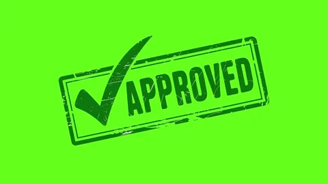 Rectangular Approved Rubber Stamp Animation with Check Mark on Green Screen Stock Footage 322508840