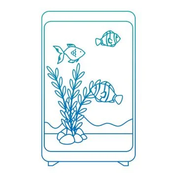 Rectangular aquarium with colors fish イラスト素材