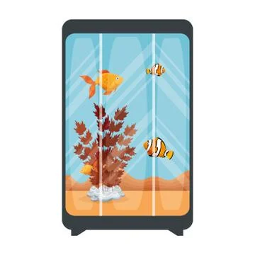 Rectangular aquarium with colors fish Illustrazione stock