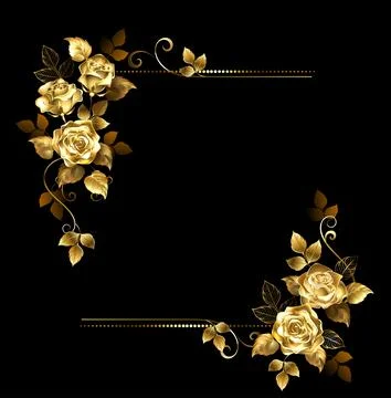 Rectangular arrangement of gold roses Stock Illustration