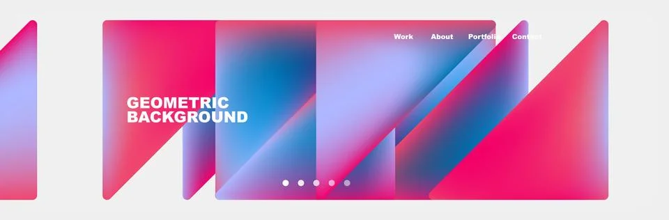 Rectangular background with pink and blue triangles on white backdrop Illustrazione stock