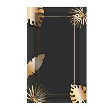 Rectangular background with tropical leaves Stock Illustration