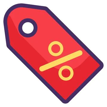 Rectangular Badge With Percent Sign Red Discount Stock Illustration