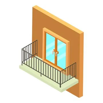 Rectangular balcony icon, isometric style Stockillustratie