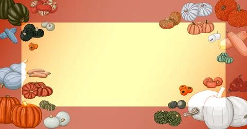 Rectangular banner. Cucurbita maxima. Art. Illustrazione stock