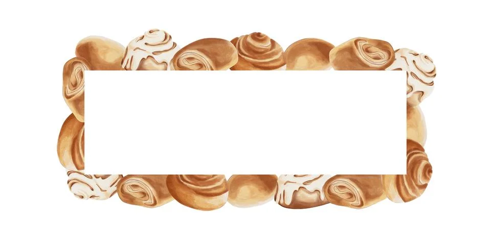 A rectangular banner featuring watercolor buns and text in the center. Sweet  Stock Illustration