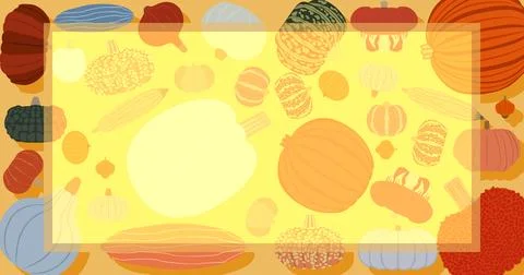 Rectangular banner with types of winter squash Illustration