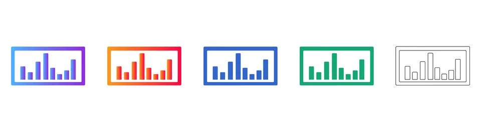 Rectangular Bar Chart Data Icons Stockillustratie