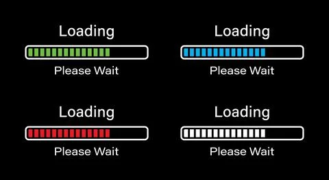 Rectangular bar loading please wait symbol icon set in four different colors. Stock Illustration