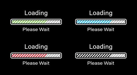 Rectangular bar loading please wait with tilted lines symbol for dark mode. Stock Illustration