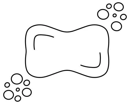 Rectangular bar of soap. Soap foam from round bubbles. Sketch. Vector. Stock Illustration