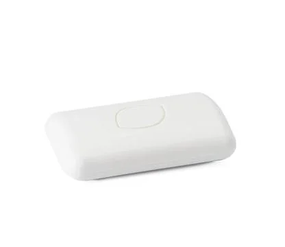 Rectangular bar of white soap isolated on white background rectangular bar... Foto stock