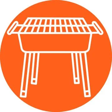 Rectangular BBQ grill icon on round background Stock Illustration