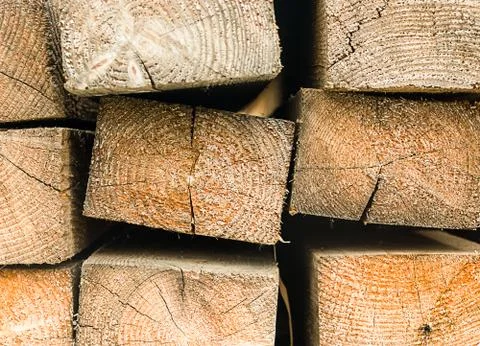 Rectangular beams wooden block building materials with natural pattern Stock Photos