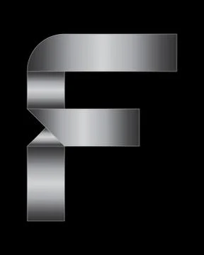 Rectangular bent metal font, letter f Stock Illustration