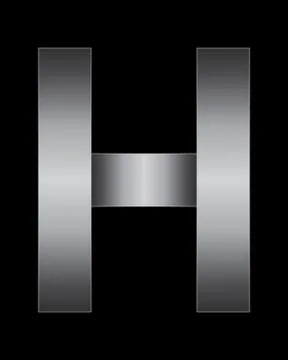 Rectangular bent metal font, letter h Stock Illustration