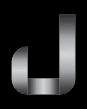 Rectangular bent metal font, letter j Illustrazione stock