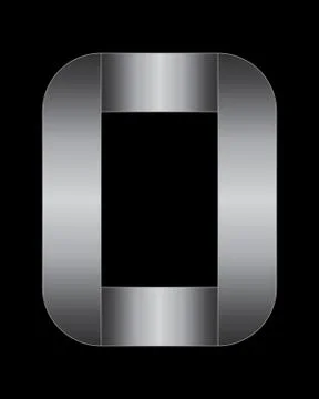Rectangular bent metal font, letter o Stock Illustration