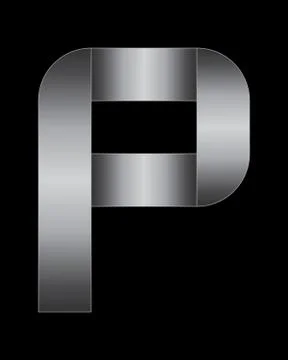 Rectangular bent metal font, letter p Stock Illustration
