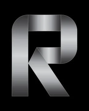 Rectangular bent metal font, letter r Illustrazione stock