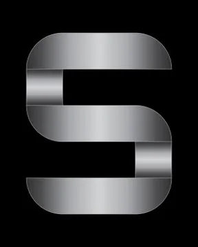 Rectangular bent metal font, letter s Stock Illustration