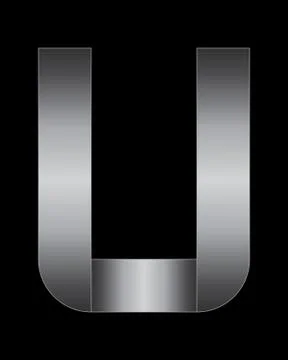 Rectangular bent metal font, letter u Illustrazione stock