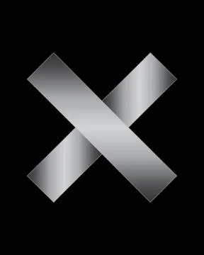 Rectangular bent metal font, multiplication sign Illustrazione stock