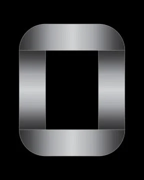 Rectangular bent metal font, number 0 Illustrazione stock