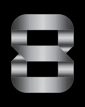 Rectangular bent metal font, number 8 Stock Illustration
