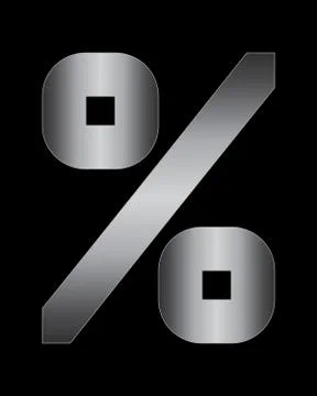 Rectangular bent metal font, percentage sign Stock Illustration