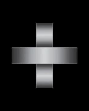 Rectangular bent metal font, plus sign Illustrazione stock