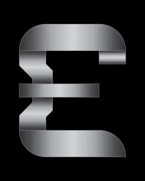 Rectangular bent metal font, pound currency symbol Stock Illustration