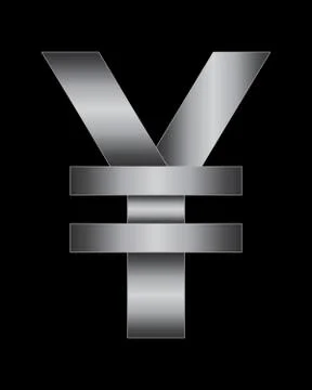 Rectangular bent metal font, yen and yuan currency symbol Illustrazione stock