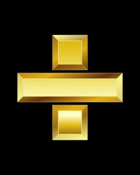 Rectangular beveled golden font, division sign Illustrazione stock