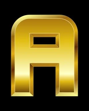 Rectangular beveled golden font, letter a Stock Illustration