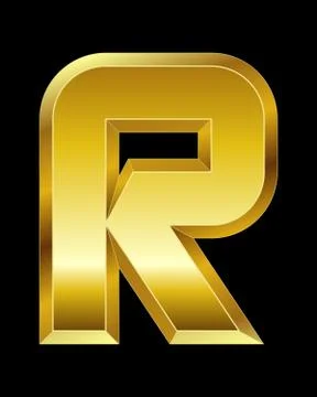 Rectangular beveled golden font, letter r Stock Illustration