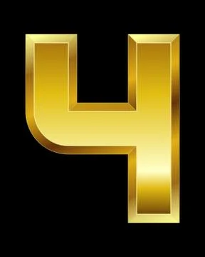 Rectangular beveled golden font, number 4 Stock Illustration