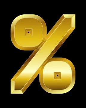 Rectangular beveled golden font, percentage sign Stock Illustration