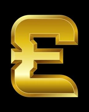 Rectangular beveled golden font, pound currency symbol Stock Illustration