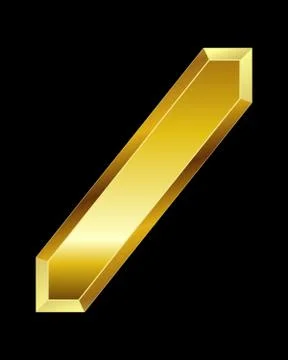 Rectangular beveled golden font, slash sign Stock Illustration