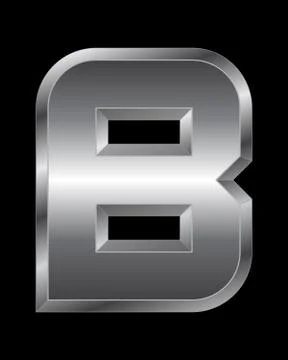Rectangular beveled metal font - letter b Stock Illustration