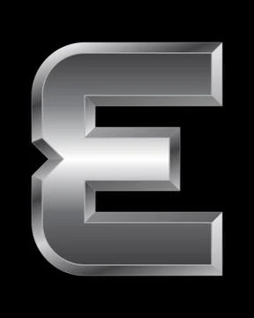 Rectangular beveled metal font - letter e Stock Illustration