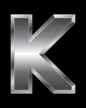 Rectangular beveled metal font - letter k Illustrazione stock